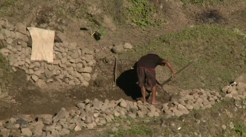 Batad wall building 2 Stock Footage 511862