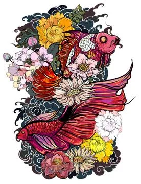 BataFish tattoo 스톡 일러스트