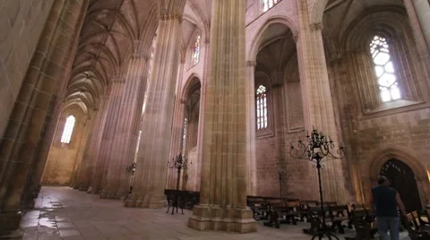 Batalha Monastery inside columns Stock Footage 8600948