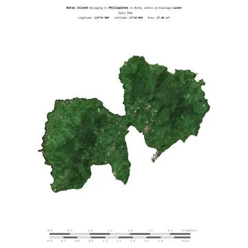 Batas Island. Philippines. Shape on white. Satellite, October 29, 2020 Stock-Illustration
