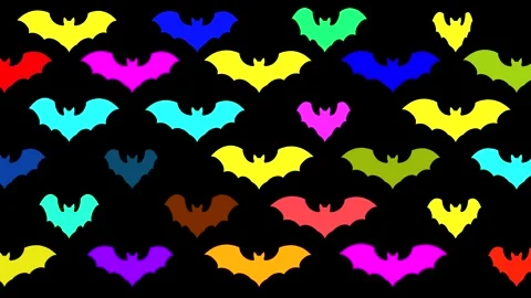 Batastic Colorful Bats Flapping 4K Loop 库存影片 340533195