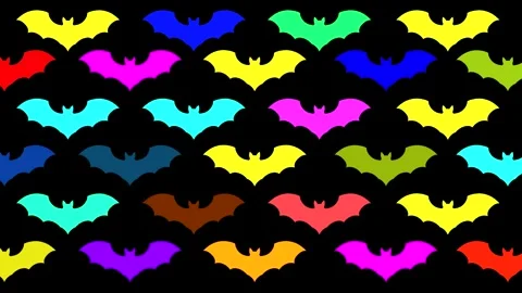 Batastic Colorful Blinking Bats Wallpaper 4K Loop 库存影片 340533180