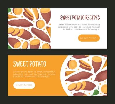 Batata or Sweet Potato Root Vegetable Banner Design Vector Template Stock Illustration