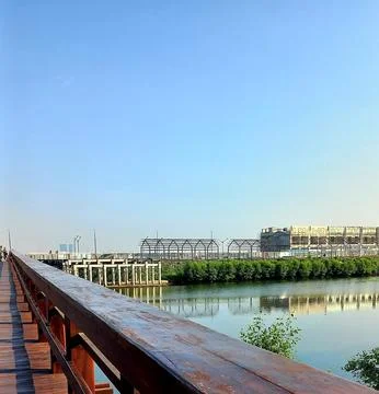 Batavia beach bridge Stock Photos