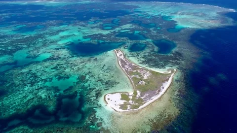 Batavia's Graveyard Pan down zoom shot, Abrolhos Islands Reef Atoll Stock Footage 139698103
