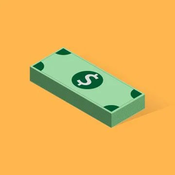 Batch of Banknotes on the color background, vector Stock Illustration