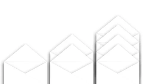 Batch of blank isolated envelopes on white isolated background Stock Illustration