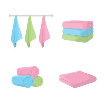 Batch cartoon towels set, vector illustration, isolated Stock Illustration