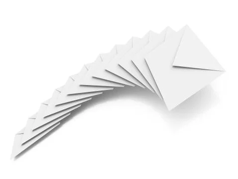 Batch of clear envelopes isolated on white background with soft shadow Stock Illustration