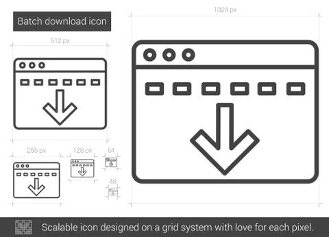 Batch download line icon. Stock Illustration