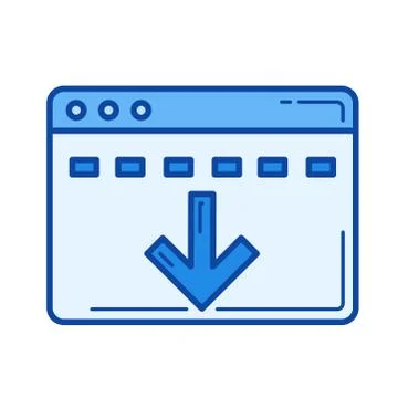 Batch download line icon. Stock Illustration