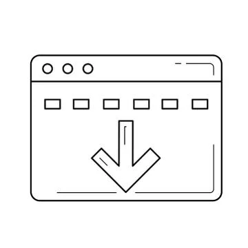 Batch download line icon. Stock Illustration