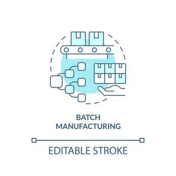Batch manufacturing turquoise concept icon Stock Illustration