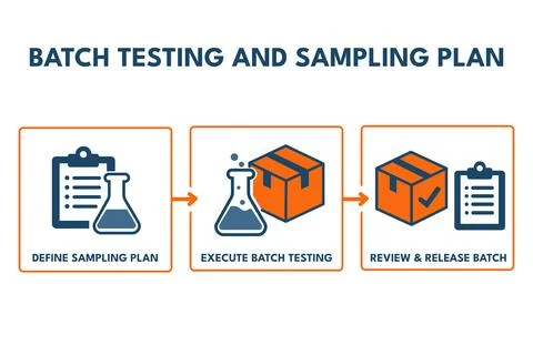 Batch Testing Flow Showing Quality Control for Production Stockillustratie