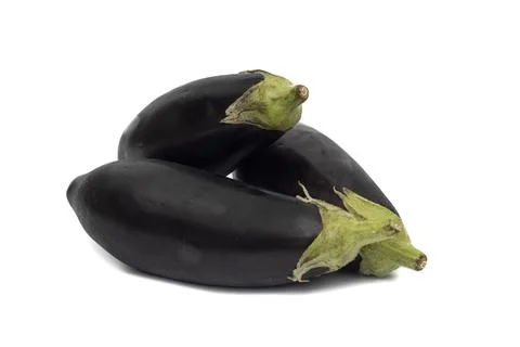 A batch of three eggplants Stock Photos