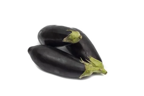 A batch of three eggplants Foto stock
