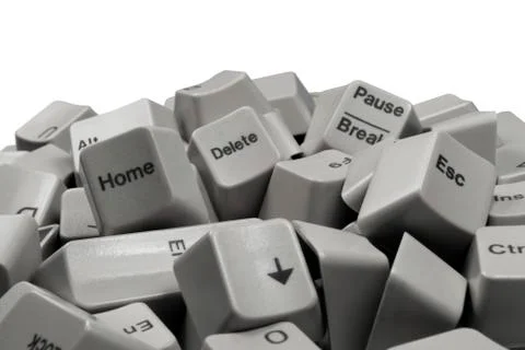 Batch of White Computer Keyboard keys Foto stock