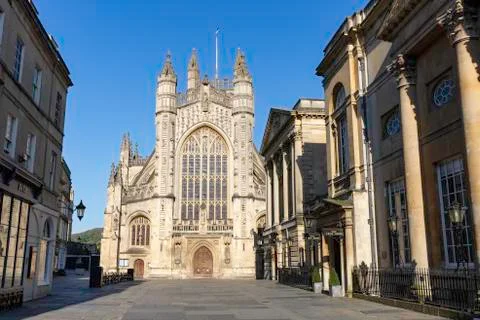 Bath Abbey and Roman Baths during 2020 Covid-19 lockdown Stock Photos