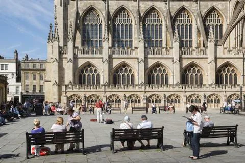 Bath Abbey basks in May sunshine Stock Photos