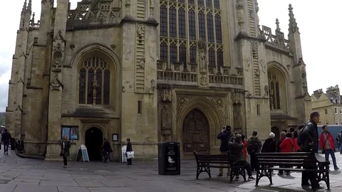 The Bath Abbey in city of Bath, Somerset, England, UK, May 2017 Stock Footage 77886790
