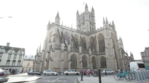Bath Abbey City Centre, Busy Timelapse UK Stock Footage 43136158