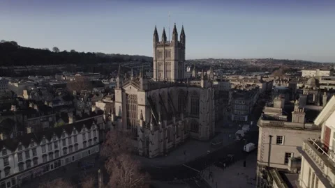 Bath Abbey in Early Morning Light Stock Footage 325090476