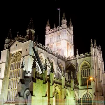 Bath Abbey at Night Stock Photos