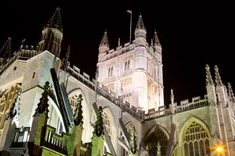 Bath Abbey at Night Stock Photos
