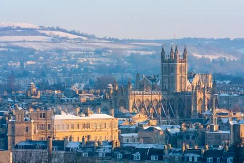 Bath abbey in the snow Stock Photos