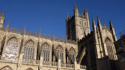 Bath Abbey, UK - 12/18/2017: Bath Abbey, Bath, Somerset, United Kingdom Stock Footage 84268231