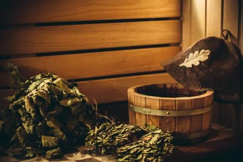 Bath accessories in the bath Stock Photos