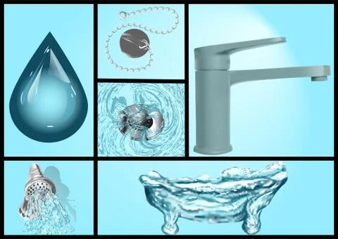 Bath and water set Stock Illustration