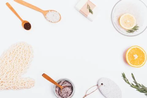 Bath background of natural cosmetics Stock Photos