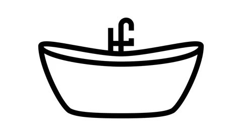 Bath bathroom interior line icon animation Stock Footage 326136079