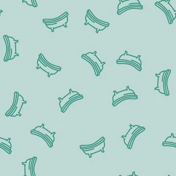 Bath bathroom interior line vector seamless pattern Stock Illustration