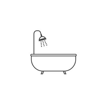 Bath, bathroom, shower icon. Vector illustration, flat design. Illustrazione stock