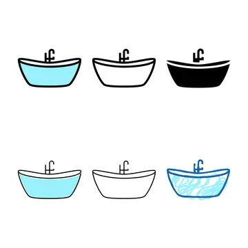 Bath bathroom simplified interior color icon vector Stock Illustration