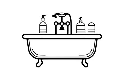 Bath black icon, isolated on white background. Vector illustration. Stock Illustration