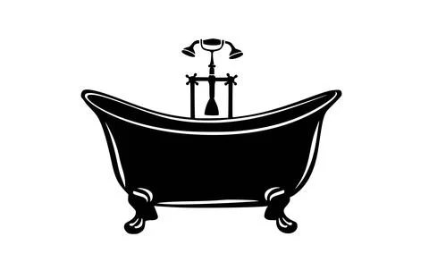 Bath black icon, isolated on white background. Vector illustration. Stock Illustration