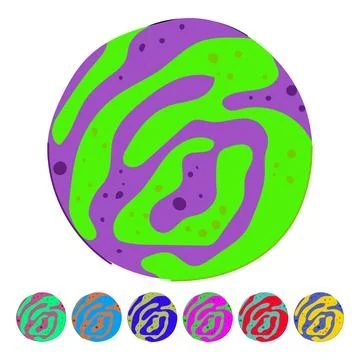 Bath bomb dissolving with yellow and blue swirls graphic Stockillustratie