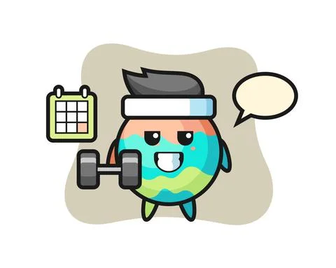Bath bomb mascot cartoon doing fitness with dumbbell Stock Illustration