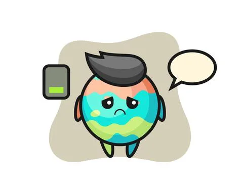 Bath bomb mascot character doing a tired gesture Stock Illustration