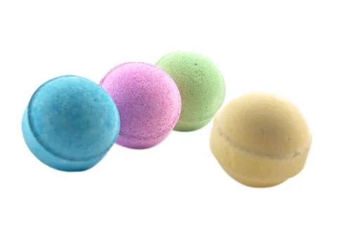 Bath bombs, isolated on the white background Foto stock
