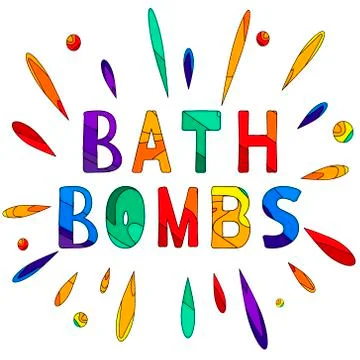 Bath bombs. Multicolored inscription. Stock Illustration