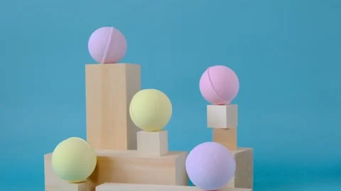 Bath bombs set.Organic vegan eco cosmetics Stock Footage 159185024