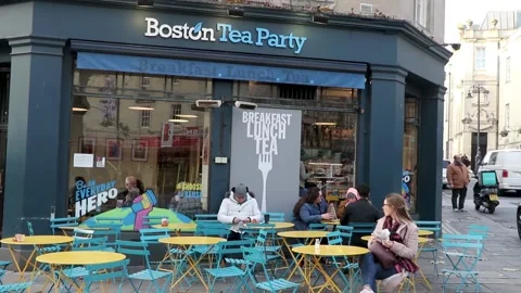 Bath, boston tea shop, high street, somerset. 2 mp4 스톡 동영상 137612819