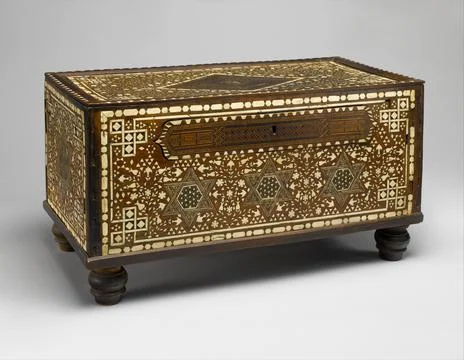 Bath Box 17th18th century The technique of marquetry and inlaying of wood w.. Stock Photos