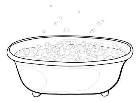 Bath with bubbles, contours Stock Illustration