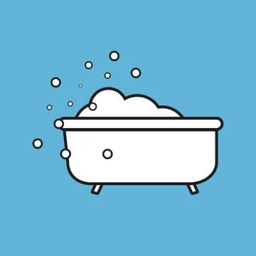 Bath with bubbles line icon. Linear style sign for mobile concept and web des Illustrazione stock