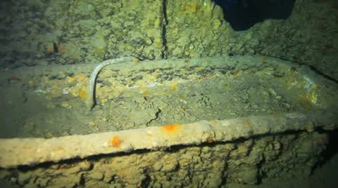 Bath at the captain cabin of the ship wreck Stock Footage 22637708